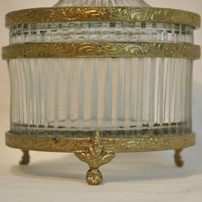 ボックス 蓋付小物入れ ガラスボックス 小物入れ 真鍮製 切子ガラスボックス 切子ガラス アンティーク風ガラス器 真鍮雑貨 7347006