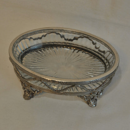 トレイ 切子ガラストレイ グラストレイ 真鍮製トレイ ガラストレイ 小物入れ アンティーク風ガラス器 真鍮雑貨 7347040