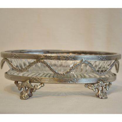 トレイ 切子ガラストレイ グラストレイ 真鍮製トレイ ガラストレイ 小物入れ アンティーク風ガラス器 真鍮雑貨 7347040