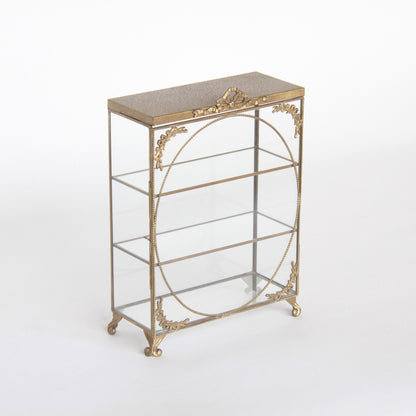 アクセサリーキャビネット キュリオケース 真鍮製 ガラスケース 3段キャビネット ガラスドアキャビネット アクセサリーケース ディスプレイキャビネット 7347075