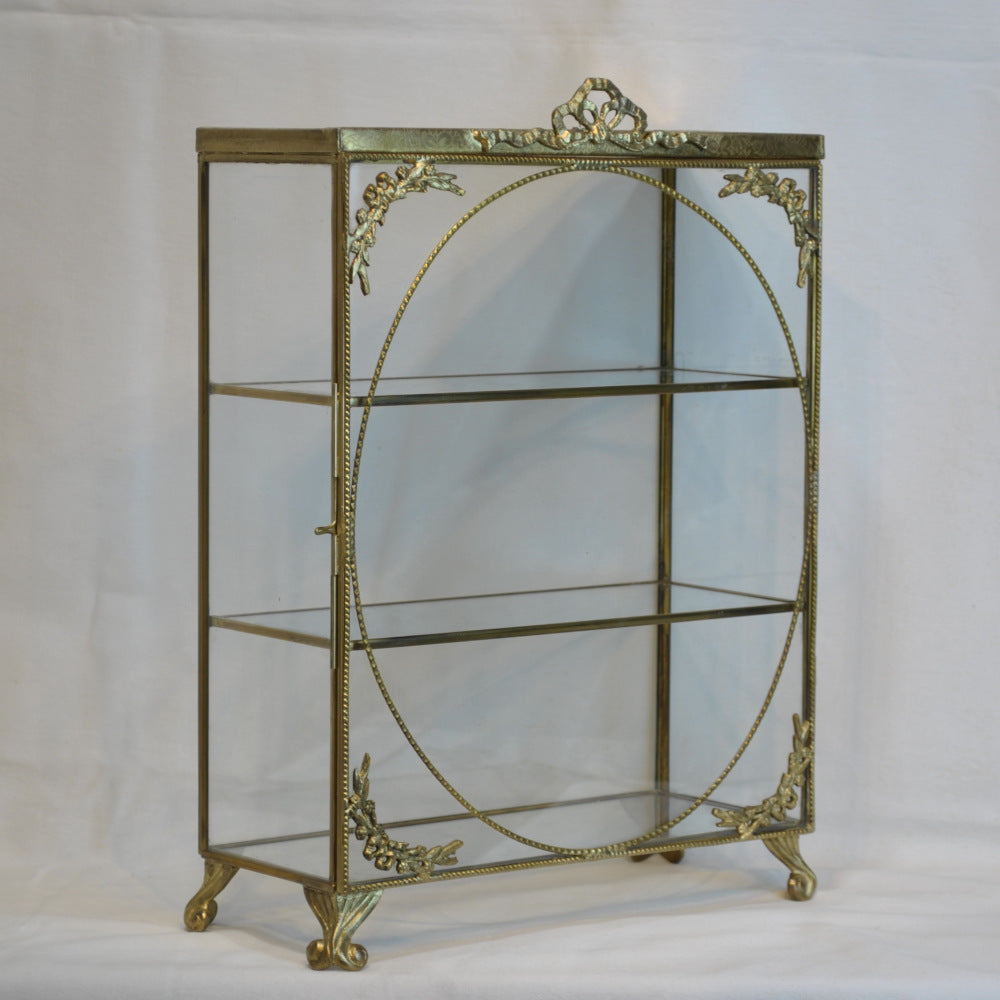 アクセサリーキャビネット キュリオケース 真鍮製 ガラスケース 3段キャビネット ガラスドアキャビネット アクセサリーケース ディスプレイキャビネット 7347075