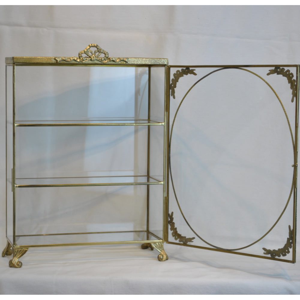 アクセサリーキャビネット キュリオケース 真鍮製 ガラスケース 3段キャビネット ガラスドアキャビネット アクセサリーケース ディスプレイキャビネット 7347075