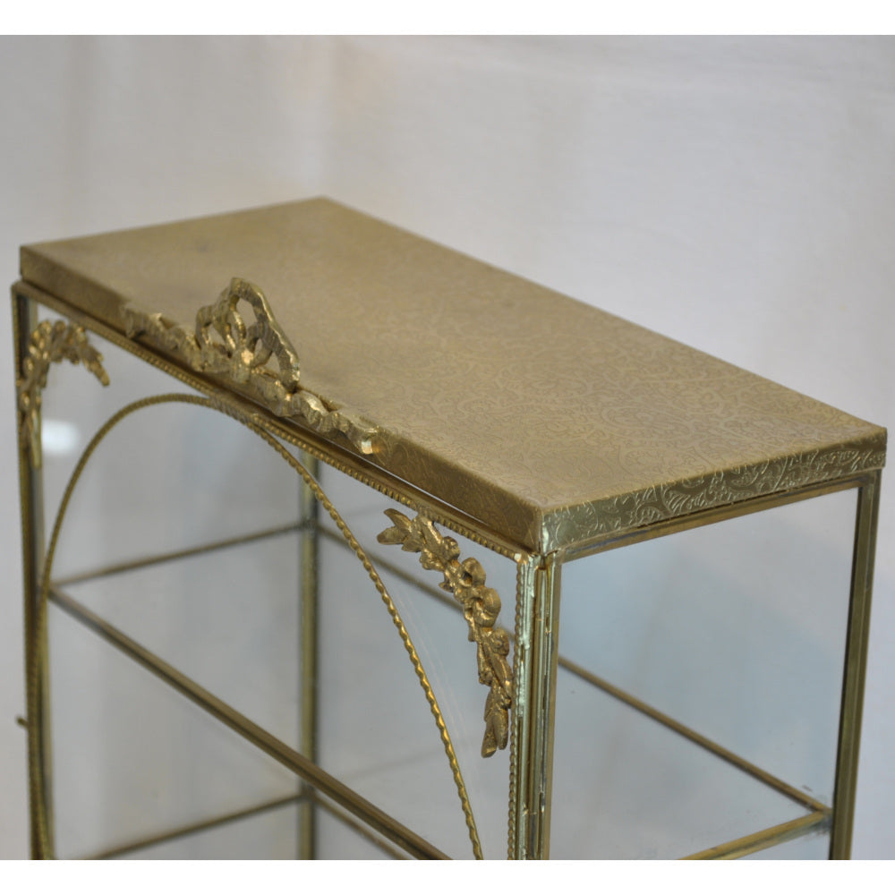 アクセサリーキャビネット キュリオケース 真鍮製 ガラスケース 3段キャビネット ガラスドアキャビネット アクセサリーケース ディスプレイキャビネット 7347075