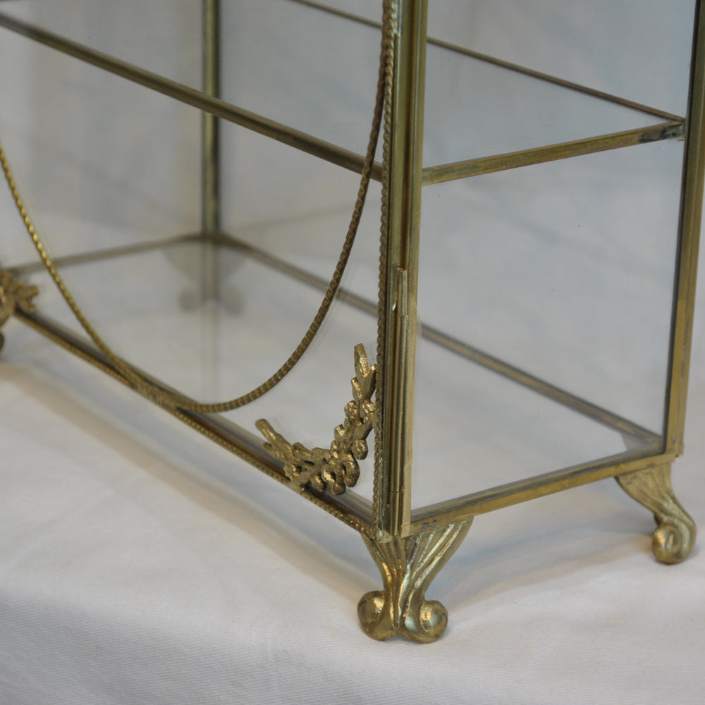 アクセサリーキャビネット キュリオケース 真鍮製 ガラスケース 3段キャビネット ガラスドアキャビネット アクセサリーケース ディスプレイキャビネット 7347075