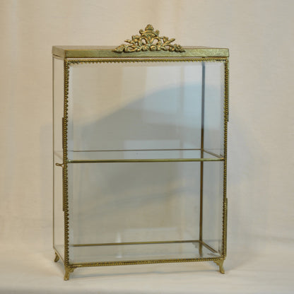アクセサリーキャビネット キュリオケース 真鍮製 ガラスケース 2段キャビネット ガラスドアキャビネット アクセサリーケース ディスプレイキャビネット 7347092