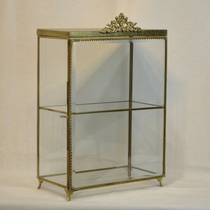アクセサリーキャビネット キュリオケース 真鍮製 ガラスケース 2段キャビネット ガラスドアキャビネット アクセサリーケース ディスプレイキャビネット 7347092