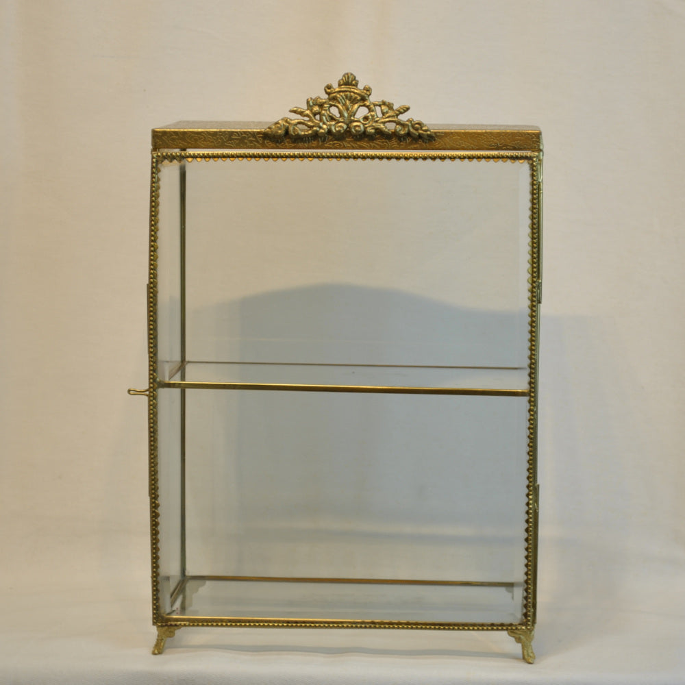 アクセサリーキャビネット キュリオケース 真鍮製 ガラスケース 2段キャビネット ガラスドアキャビネット アクセサリーケース ディスプレイキャビネット 7347092