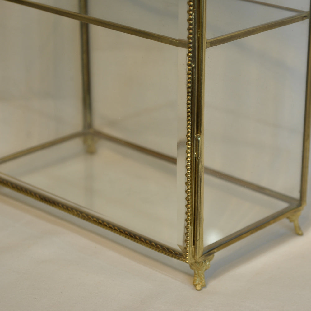 アクセサリーキャビネット キュリオケース 真鍮製 ガラスケース 2段キャビネット ガラスドアキャビネット アクセサリーケース ディスプレイキャビネット 7347092