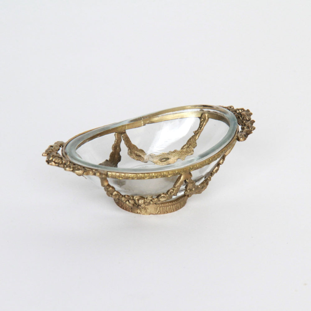 グラスボウル 真鍮製 トレイ ガラストレイ 小物入れ アンティーク風ガラス器 真鍮雑貨 7347093