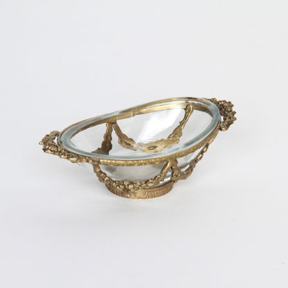 グラスボウル 真鍮製 トレイ ガラストレイ 小物入れ アンティーク風ガラス器 真鍮雑貨 7347093