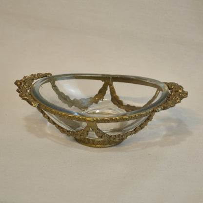 グラスボウル 真鍮製 トレイ ガラストレイ 小物入れ アンティーク風ガラス器 真鍮雑貨 7347093