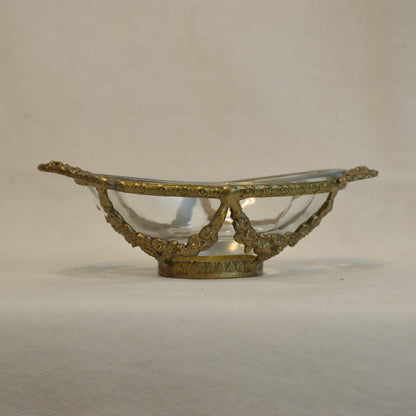 グラスボウル 真鍮製 トレイ ガラストレイ 小物入れ アンティーク風ガラス器 真鍮雑貨 7347093