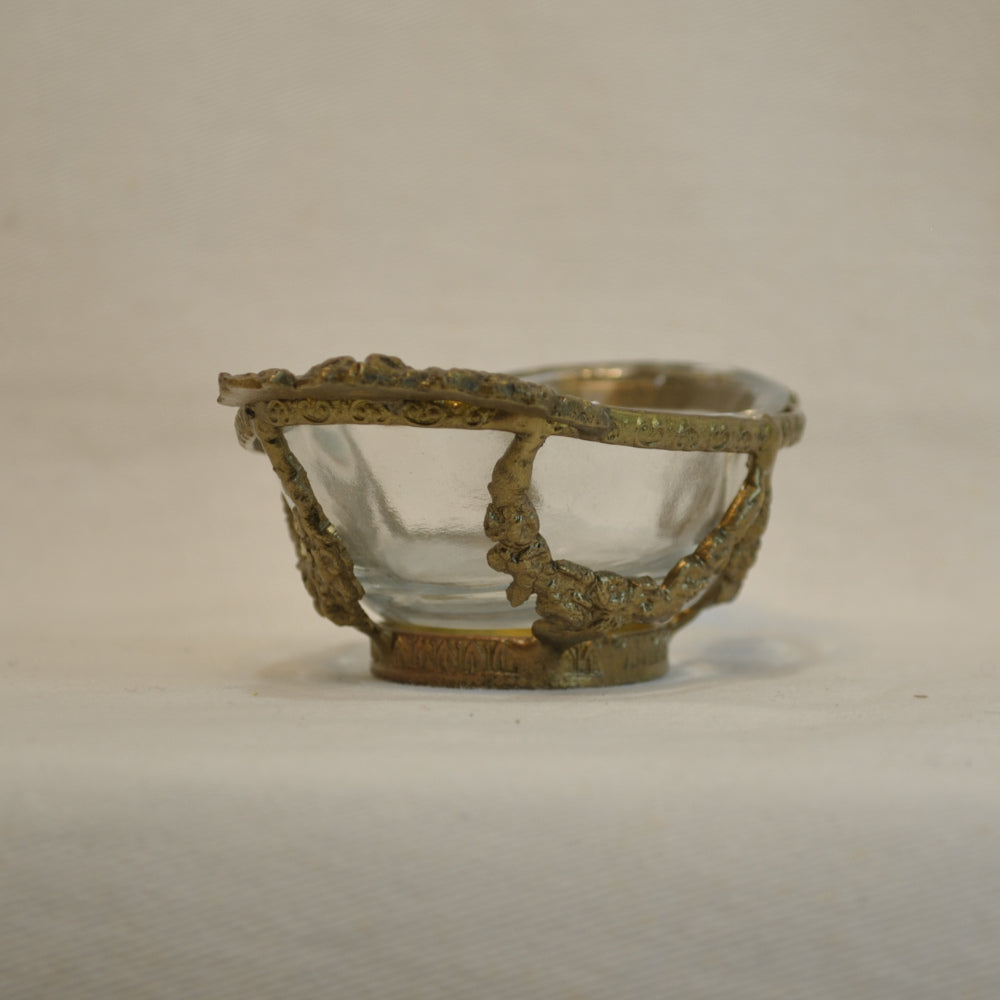 グラスボウル 真鍮製 トレイ ガラストレイ 小物入れ アンティーク風ガラス器 真鍮雑貨 7347093