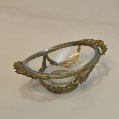 グラスボウル 真鍮製 トレイ ガラストレイ 小物入れ アンティーク風ガラス器 真鍮雑貨 7347093