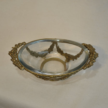 グラスボウル 真鍮製 トレイ ガラストレイ 小物入れ アンティーク風ガラス器 真鍮雑貨 7347093