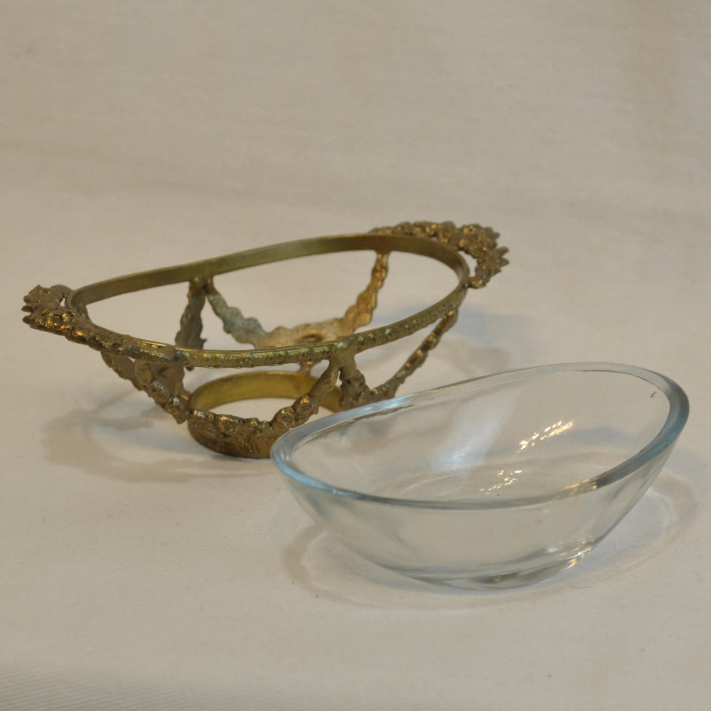 グラスボウル 真鍮製 トレイ ガラストレイ 小物入れ アンティーク風ガラス器 真鍮雑貨 7347093