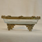 ソープディッシュ 石鹸置き グラスボウル 真鍮製 トレイ ガラストレイ 小物入れ アンティーク風ガラス器 真鍮雑貨 7347095