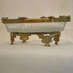 ソープディッシュ 石鹸置き グラスボウル 真鍮製 トレイ ガラストレイ 小物入れ アンティーク風ガラス器 真鍮雑貨 7347095