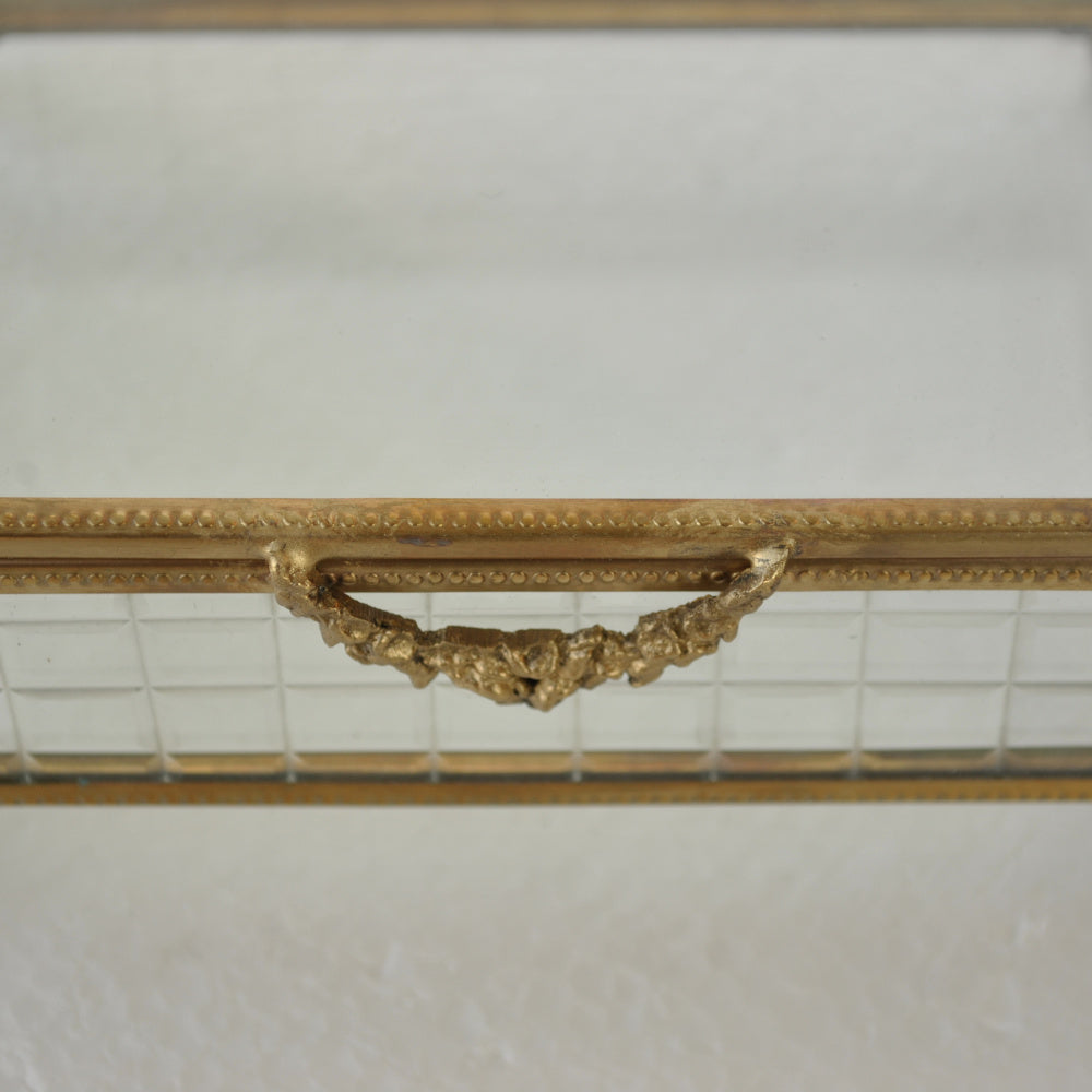 ボックス 蓋付小物入れ ガラスボックス 小物入れ 真鍮製 チェッカーガラスボックス ジュエリーケース アクセサリーボックス アンティーク風ガラス 7347098