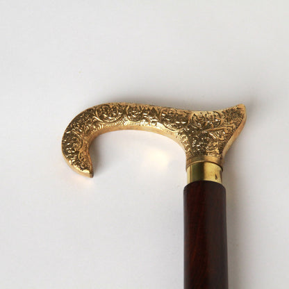 ステッキ 杖 おしゃれな杖 真鍮製ステッキ こだわりハンドルステッキ ゴールドハンドル杖 高級ステッキ 真鍮製杖 アンティーク風ステッキ 真鍮雑貨 7382013