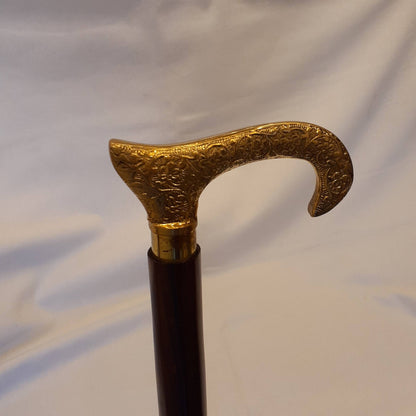 ステッキ 杖 おしゃれな杖 真鍮製ステッキ こだわりハンドルステッキ ゴールドハンドル杖 高級ステッキ 真鍮製杖 アンティーク風ステッキ 真鍮雑貨 7382013