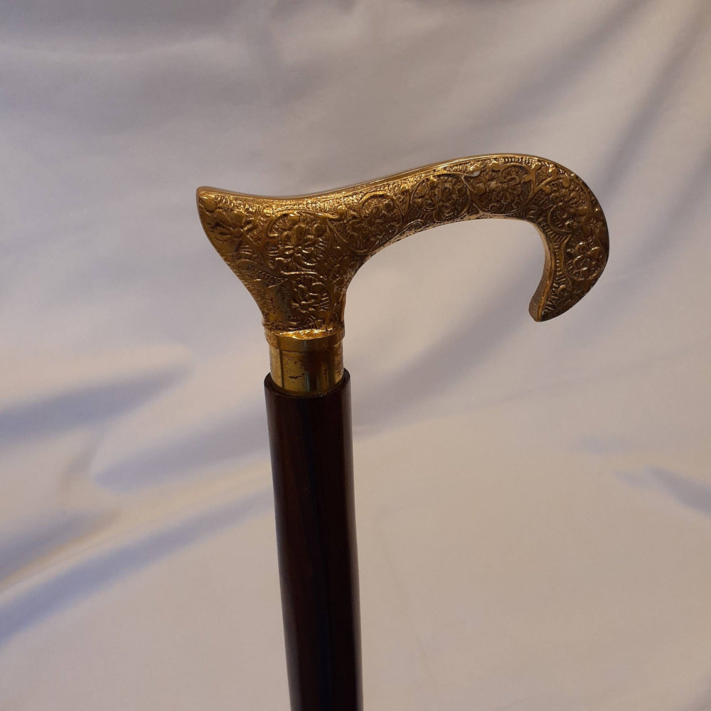 ステッキ 杖 おしゃれな杖 真鍮製ステッキ こだわりハンドルステッキ ゴールドハンドル杖 高級ステッキ 真鍮製杖 アンティーク風ステッキ 真鍮雑貨 7382013