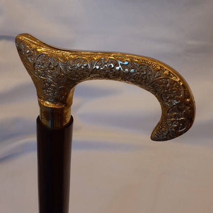 ステッキ 杖 おしゃれな杖 真鍮製ステッキ こだわりハンドルステッキ ゴールドハンドル杖 高級ステッキ 真鍮製杖 アンティーク風ステッキ 真鍮雑貨 7382013
