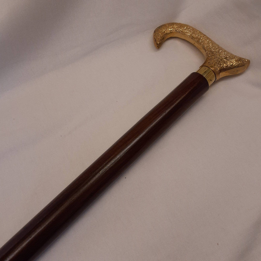 ステッキ 杖 おしゃれな杖 真鍮製ステッキ こだわりハンドルステッキ ゴールドハンドル杖 高級ステッキ 真鍮製杖 アンティーク風ステッキ 真鍮雑貨 7382013