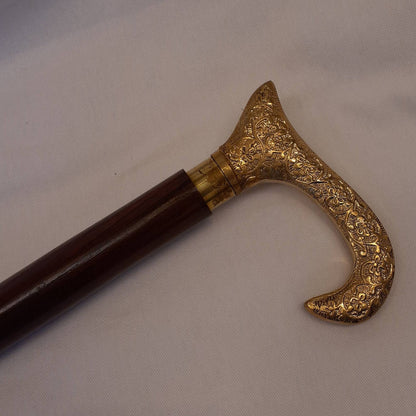 ステッキ 杖 おしゃれな杖 真鍮製ステッキ こだわりハンドルステッキ ゴールドハンドル杖 高級ステッキ 真鍮製杖 アンティーク風ステッキ 真鍮雑貨 7382013