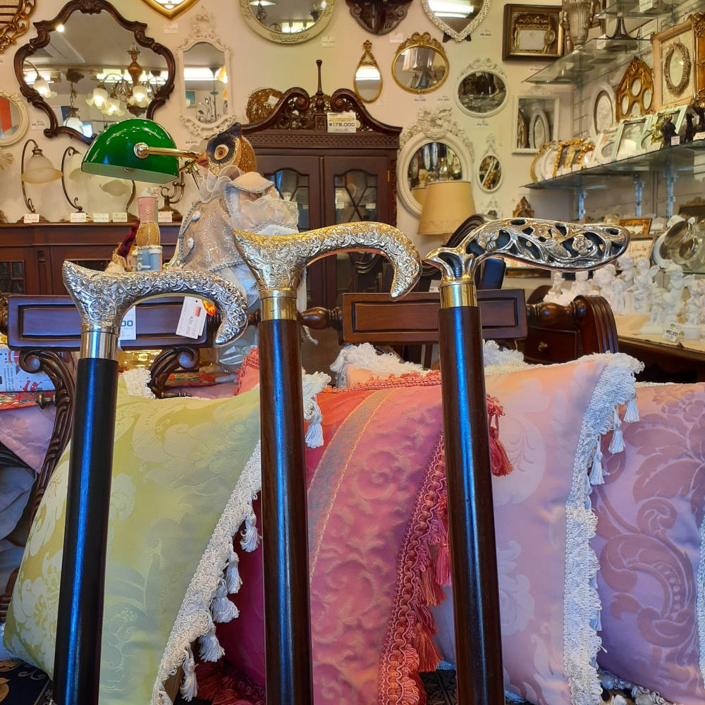 ステッキ 杖 おしゃれな杖 真鍮製ステッキ こだわりハンドルステッキ ゴールドハンドル杖 高級ステッキ 真鍮製杖 アンティーク風ステッキ 真鍮雑貨 7382018