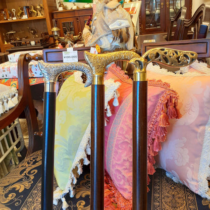 ステッキ 杖 おしゃれな杖 真鍮製ステッキ こだわりハンドルステッキ ゴールドハンドル杖 高級ステッキ 真鍮製杖 アンティーク風ステッキ 真鍮雑貨 7382018