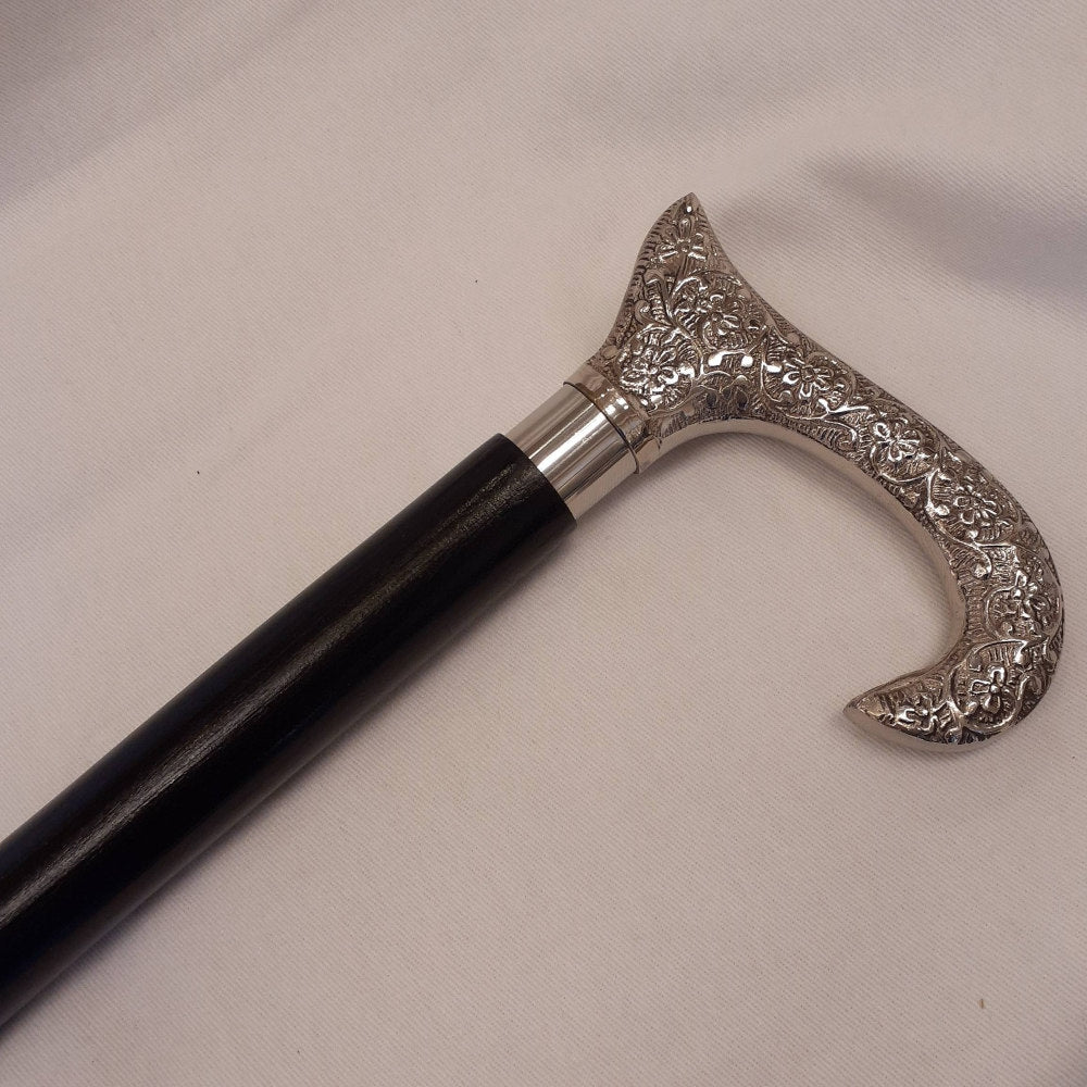 ステッキ 杖 おしゃれな杖 真鍮製ステッキ こだわりハンドルステッキ シルバーハンドル杖 高級ステッキ 真鍮製杖 アンティーク風ステッキ 真鍮雑貨 7382016