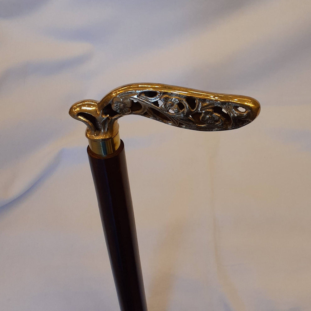 ステッキ 杖 おしゃれな杖 真鍮製ステッキ こだわりハンドルステッキ ゴールドハンドル杖 高級ステッキ 真鍮製杖 アンティーク風ステッキ 真鍮雑貨 7382018