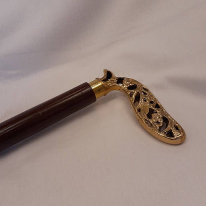 ステッキ 杖 おしゃれな杖 真鍮製ステッキ こだわりハンドルステッキ ゴールドハンドル杖 高級ステッキ 真鍮製杖 アンティーク風ステッキ 真鍮雑貨 7382018