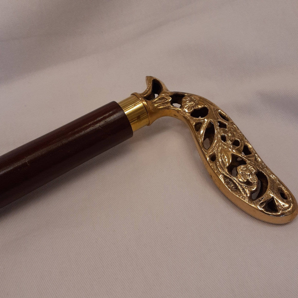 ステッキ 杖 おしゃれな杖 真鍮製ステッキ こだわりハンドルステッキ ゴールドハンドル杖 高級ステッキ 真鍮製杖 アンティーク風ステッキ 真鍮雑貨 7382018