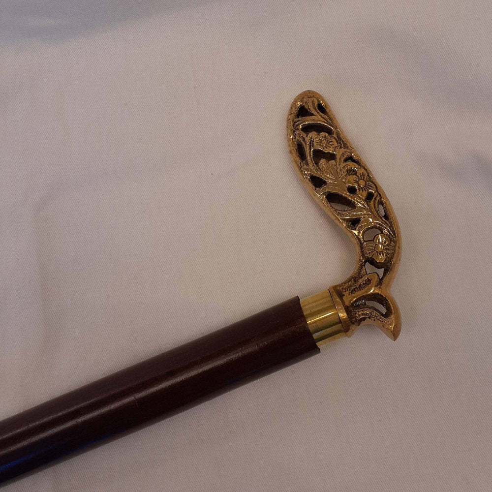 ステッキ 杖 おしゃれな杖 真鍮製ステッキ こだわりハンドルステッキ ゴールドハンドル杖 高級ステッキ 真鍮製杖 アンティーク風ステッキ 真鍮雑貨 7382018