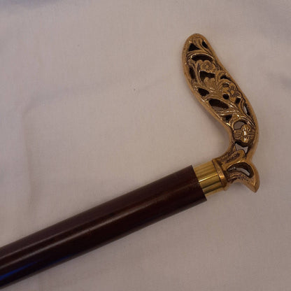 ステッキ 杖 おしゃれな杖 真鍮製ステッキ こだわりハンドルステッキ ゴールドハンドル杖 高級ステッキ 真鍮製杖 アンティーク風ステッキ 真鍮雑貨 7382018