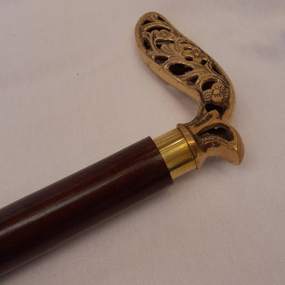 ステッキ 杖 おしゃれな杖 真鍮製ステッキ こだわりハンドルステッキ ゴールドハンドル杖 高級ステッキ 真鍮製杖 アンティーク風ステッキ 真鍮雑貨 7382018