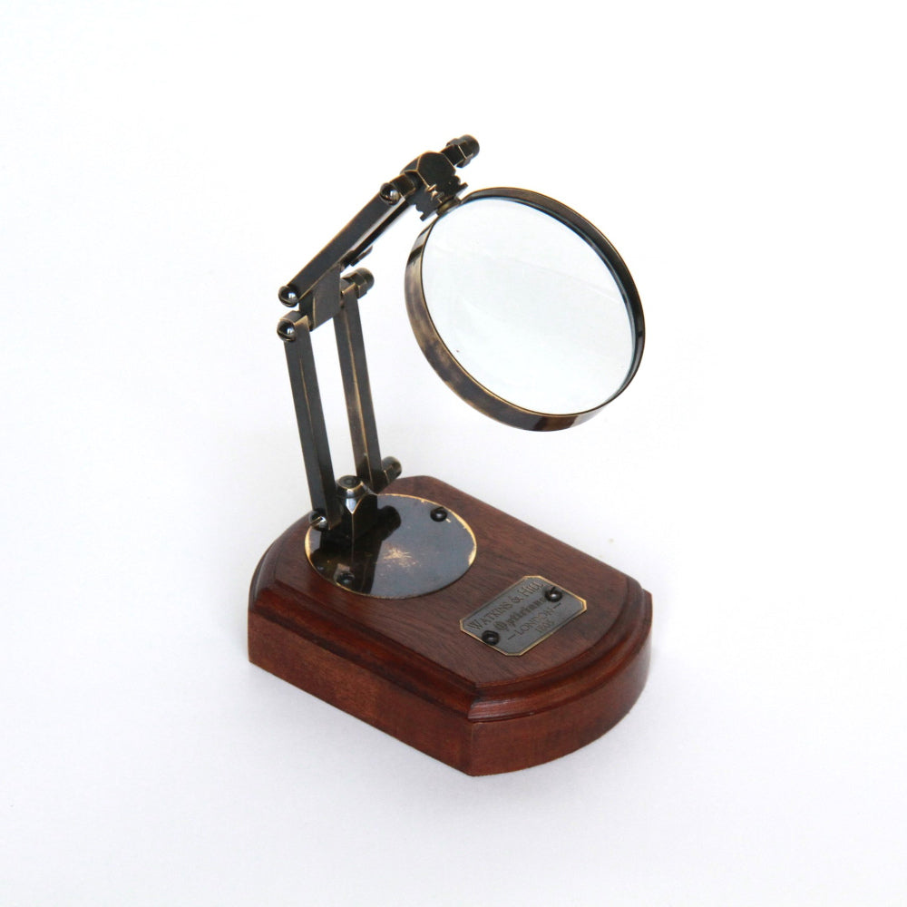 拡大鏡 虫眼鏡 置物 インテリア雑貨 オーナメント 真鍮製拡大鏡 台座付き拡大鏡 卓上拡大鏡 アンティーク風拡大鏡 真鍮雑貨 7382021
