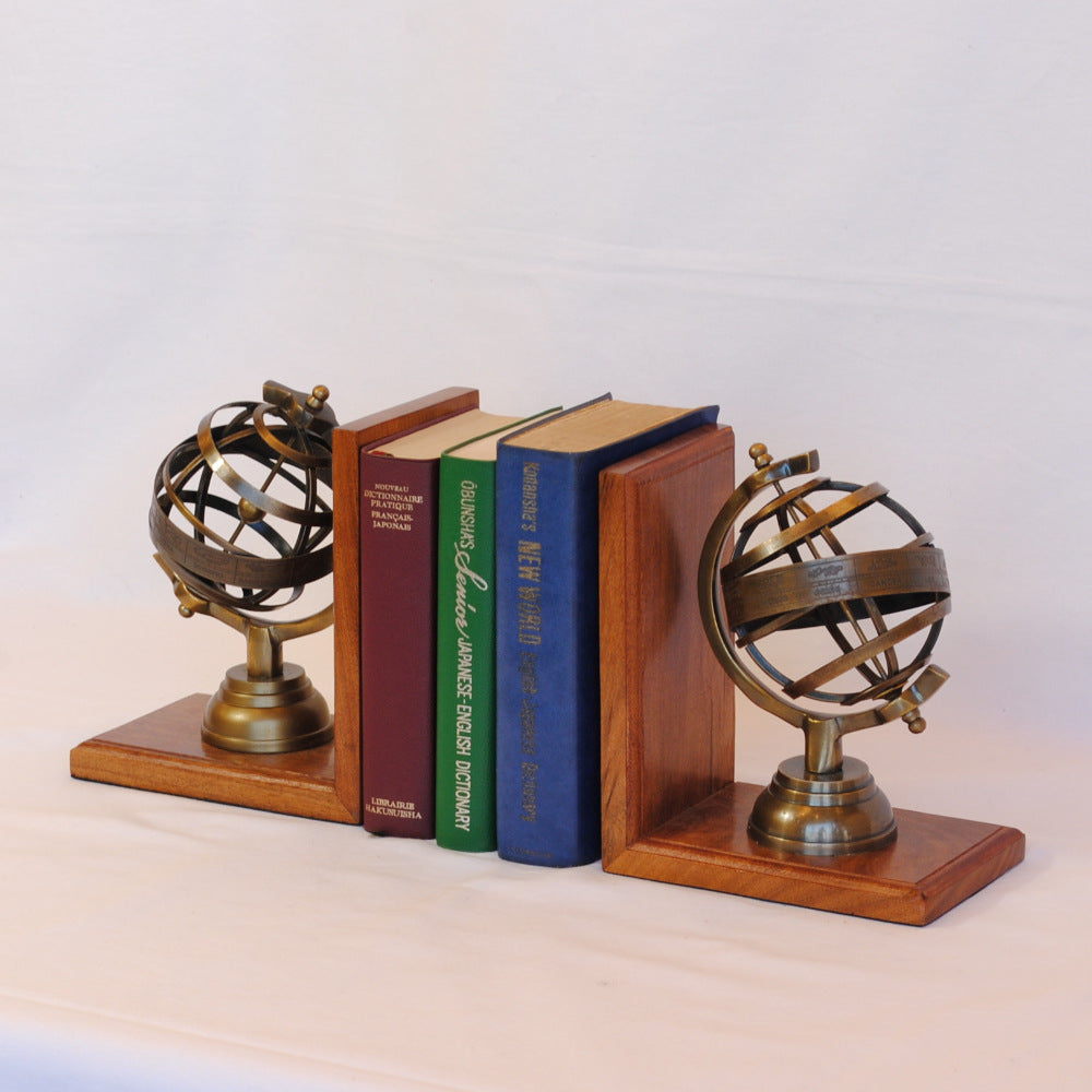 ブックエンド 天球儀型ブックエンド 天球儀 おしゃれ 真鍮製 アンティーク風 星座 座標 経度 緯度 雑貨 ヨーロピアン雑貨 オシャレ雑貨 おしゃれ雑貨 7382056-2