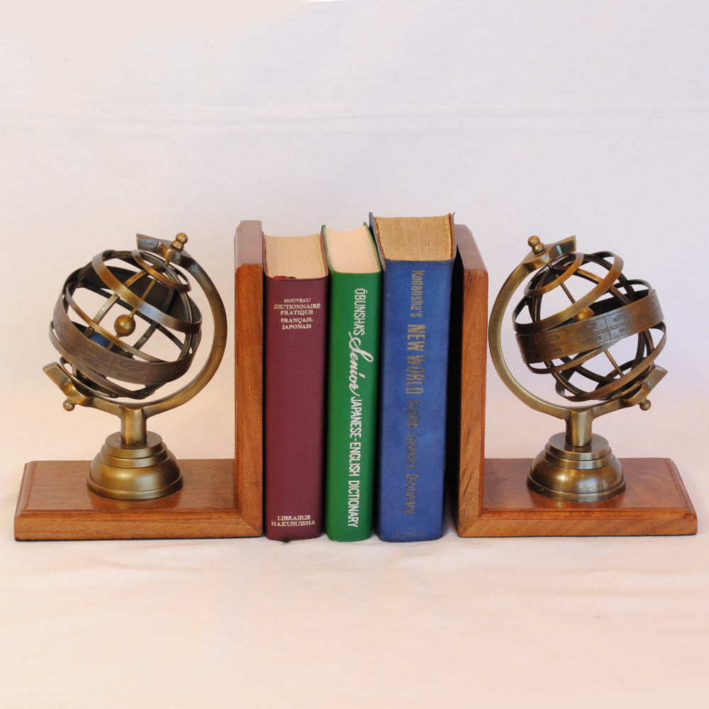 ブックエンド 天球儀型ブックエンド 天球儀 おしゃれ 真鍮製 アンティーク風 星座 座標 経度 緯度 雑貨 ヨーロピアン雑貨 オシャレ雑貨 おしゃれ雑貨 7382056-2