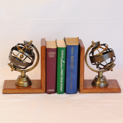 ブックエンド 天球儀型ブックエンド 天球儀 おしゃれ 真鍮製 アンティーク風 星座 座標 経度 緯度 雑貨 ヨーロピアン雑貨 オシャレ雑貨 おしゃれ雑貨 7382056-2