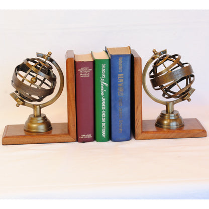 ブックエンド 天球儀型ブックエンド 天球儀 おしゃれ 真鍮製 アンティーク風 星座 座標 経度 緯度 雑貨 ヨーロピアン雑貨 オシャレ雑貨 おしゃれ雑貨 7382056-2