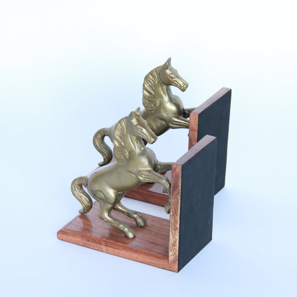 ブックエンド 跳ね馬型ブックエンド 馬 おしゃれ 真鍮製 アンティーク風 跳ね馬 フェラーリ 本立て 文房具雑貨 2個セット オブジェ インテリア雑貨 7382064