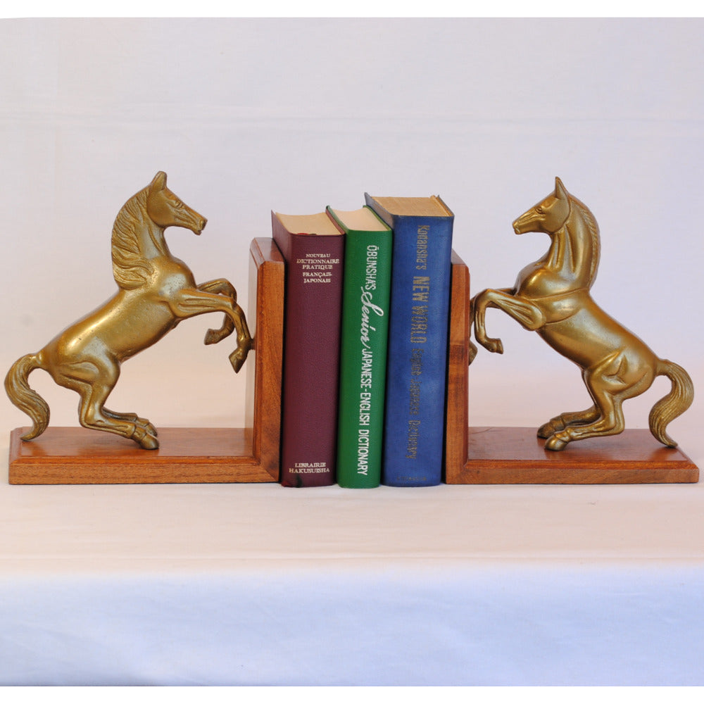ブックエンド 跳ね馬型ブックエンド 馬 おしゃれ 真鍮製 アンティーク風 跳ね馬 フェラーリ 本立て 文房具雑貨 2個セット オブジェ インテリア雑貨 7382064