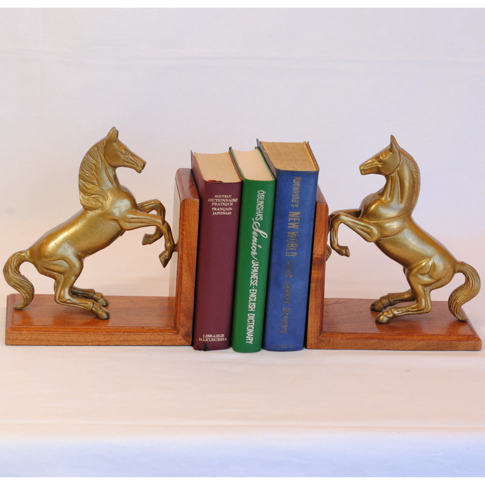 ブックエンド 跳ね馬型ブックエンド 馬 おしゃれ 真鍮製 アンティーク風 跳ね馬 フェラーリ 本立て 文房具雑貨 2個セット オブジェ インテリア雑貨 7382064