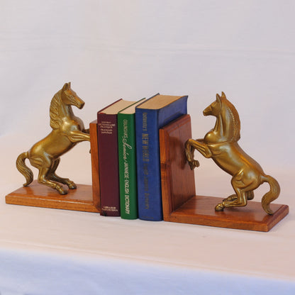 ブックエンド 跳ね馬型ブックエンド 馬 おしゃれ 真鍮製 アンティーク風 跳ね馬 フェラーリ 本立て 文房具雑貨 2個セット オブジェ インテリア雑貨 7382064