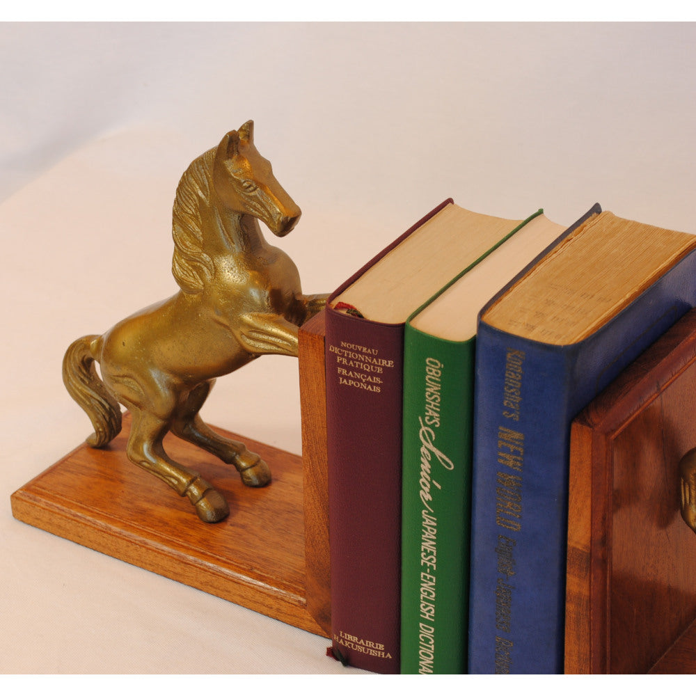 ブックエンド 跳ね馬型ブックエンド 馬 おしゃれ 真鍮製 アンティーク風 跳ね馬 フェラーリ 本立て 文房具雑貨 2個セット オブジェ インテリア雑貨 7382064
