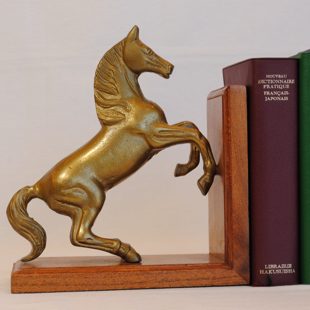 ブックエンド 跳ね馬型ブックエンド 馬 おしゃれ 真鍮製 アンティーク風 跳ね馬 フェラーリ 本立て 文房具雑貨 2個セット オブジェ インテリア雑貨 7382064
