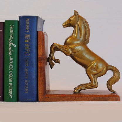 ブックエンド 跳ね馬型ブックエンド 馬 おしゃれ 真鍮製 アンティーク風 跳ね馬 フェラーリ 本立て 文房具雑貨 2個セット オブジェ インテリア雑貨 7382064
